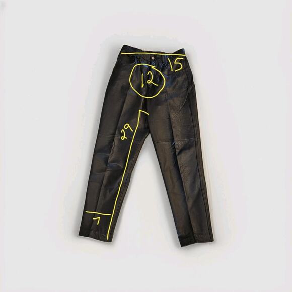 Liz Claiborne Lizwear Leather Pants Sz 10 Black Lined High Waist 80s Retro Mom - Picture 2 of 14